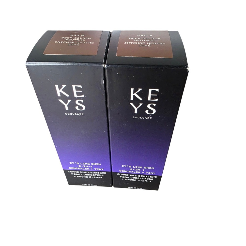 Lot of 2 Keys Soulcare It's Like Skin 2-in-1 Concealer Tint 480W Deep Golden NIB